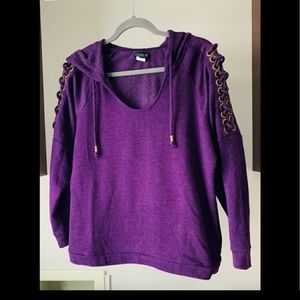 Venus Lace Up Shoulder Hoodie NWOT